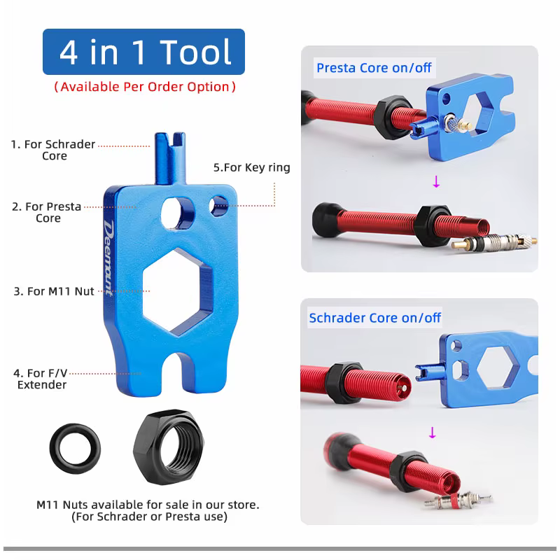 Deemount 2 pièces vélo Tubeless Schrader mamelon A/V vannes noyau en laiton CNC usiné anodisé pour v