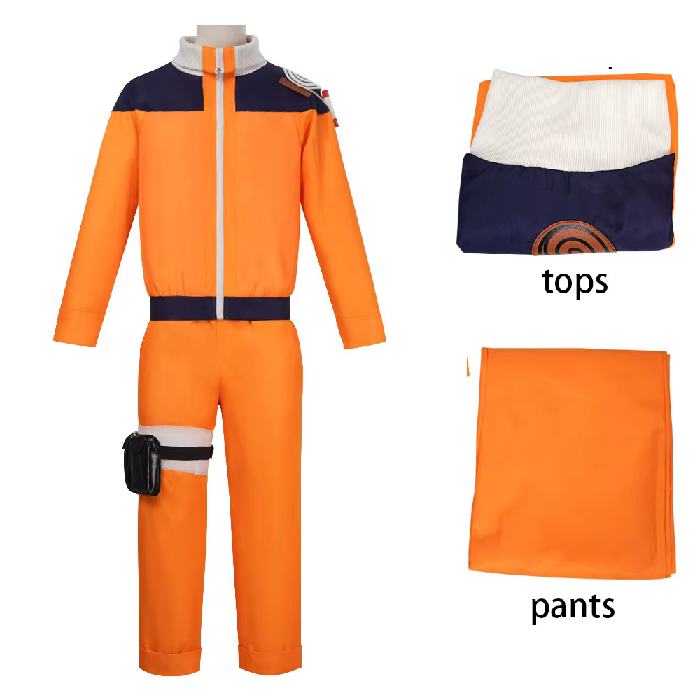 Costume de cosplay de ninja de dessin animé, ensemble complet avec accessoires, style anime japonais