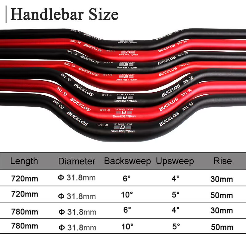 BUCKLOS 25.4mm 31.8mm guidon de vélo 620/660/720/780mm guidon d'hirondelle de vélo ultraléger Type M