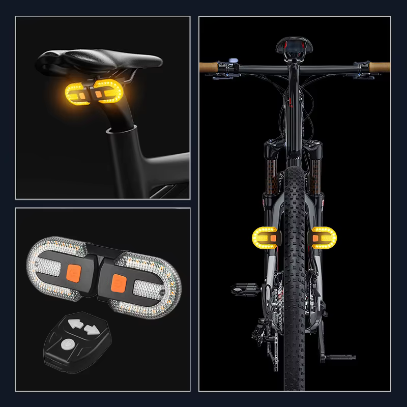 Clignotant de vélo feu arrière feux à distance LED Rechargeable USB lampe de vélo indicateurs sans f