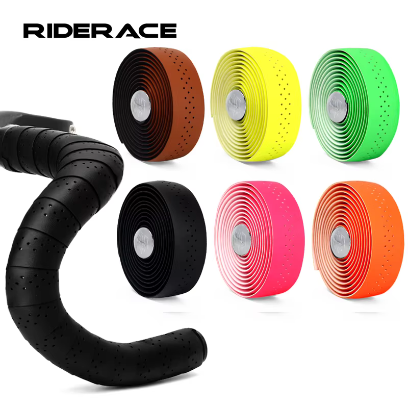 Bande de guidon de vélo en cuir PU perforé, respirant, souple, bande de guidon de vélo de route avec