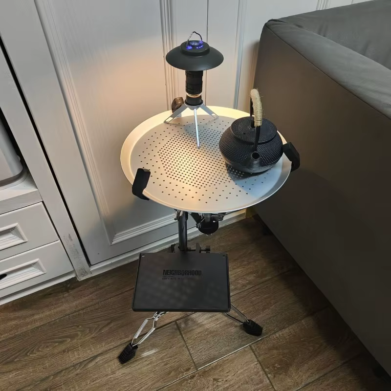 Table de camping pliante portable et légère, table ronde de randonnée, camping en plein air, fournit