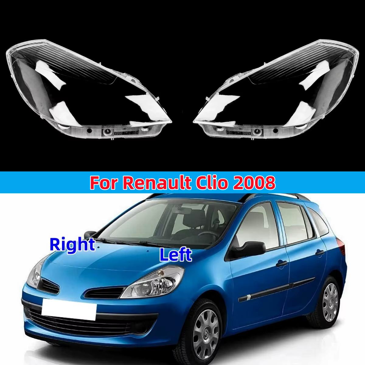 Couvercle de phare avant de voiture, accessoires pour Renault Clio 2008, remplace l'abat-jour d'orig