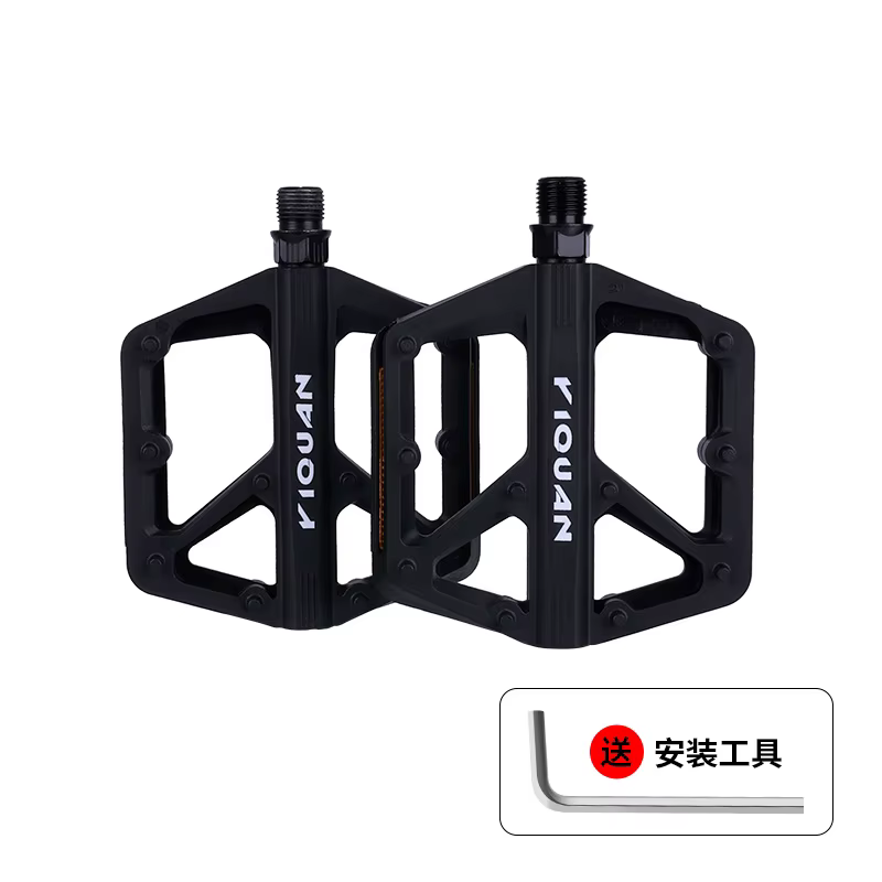 Pédales de vélo plates antidérapantes 9/16' avec roulement en nylon, pédales à plateforme large pour