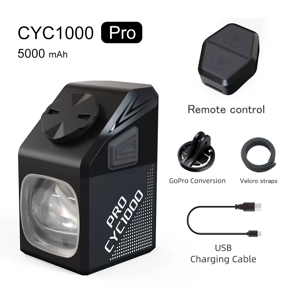 CYCLAMI phare de vélo CYC 1000 Lumen GoPro suspendu Ultra lumineux sans fil à distance coupe de lign