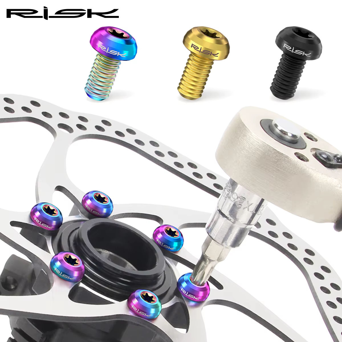 Risque 12 pièces M5 * 10MM vélo frein à disque Rotor boulons de fixation TC4 titane vélo vtt vélo ul