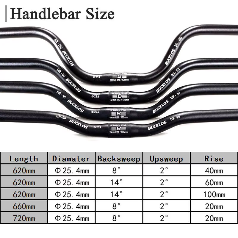BUCKLOS 25.4mm 31.8mm guidon de vélo 620/660/720/780mm guidon d'hirondelle de vélo ultraléger Type M