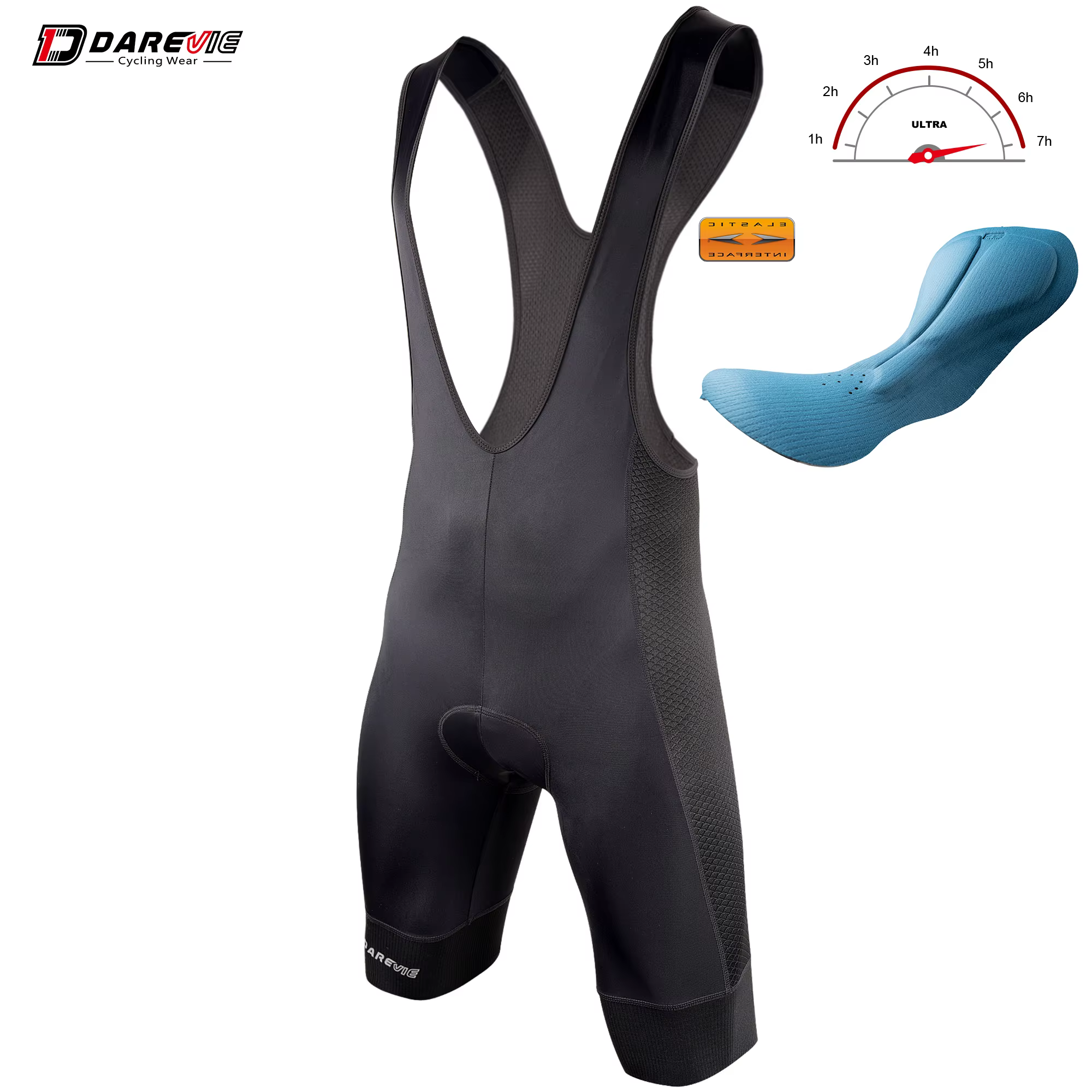 DAREVIE Cuissard de cyclisme pour homme Italy Elastic Interface ®    Shorts de cyclisme Pad PRO Leve