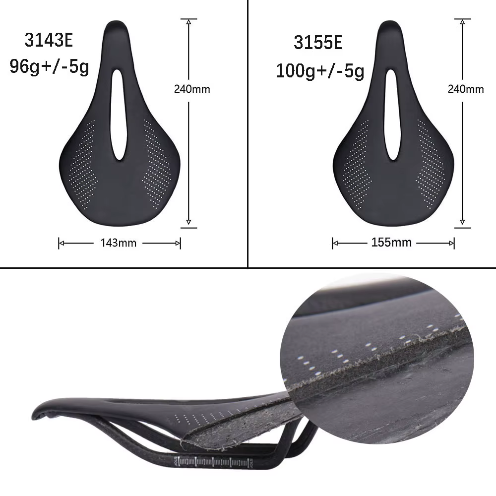 ELITA ONE selle en carbone Super légère 240x143/155mm 96g vtt vélo de route coussin en cuir siège de