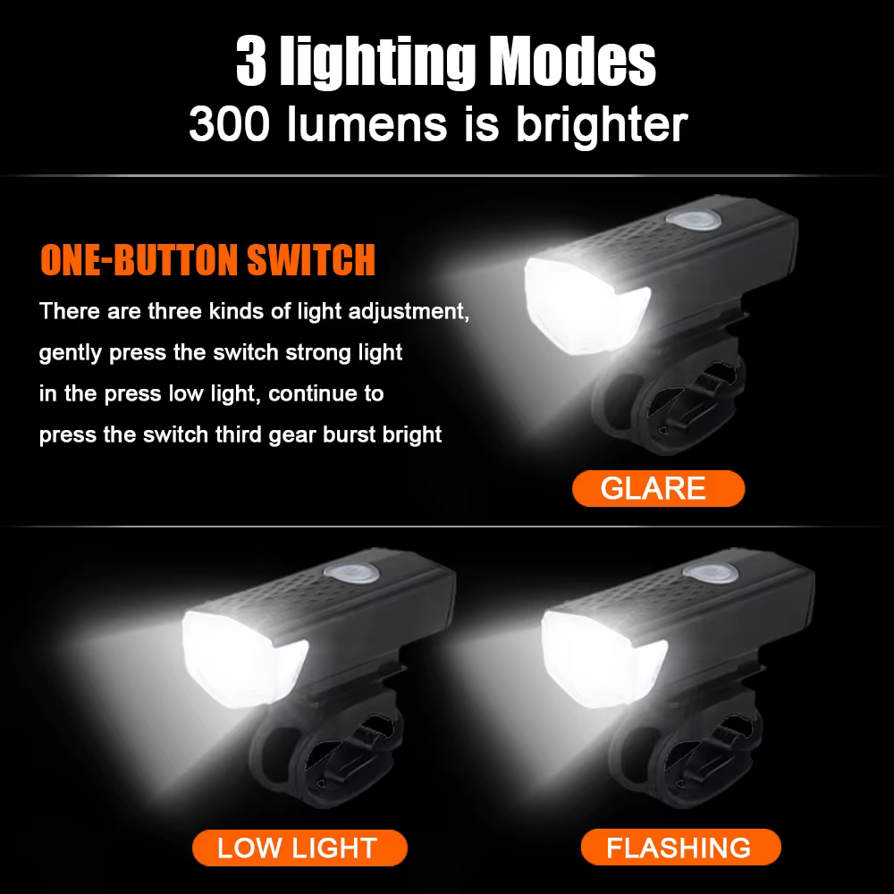 VTT Bike Front Lights USB LED Rechargeable Étanche Vtt Phare Vélo Lumière Avertissement Cyclisme Acc