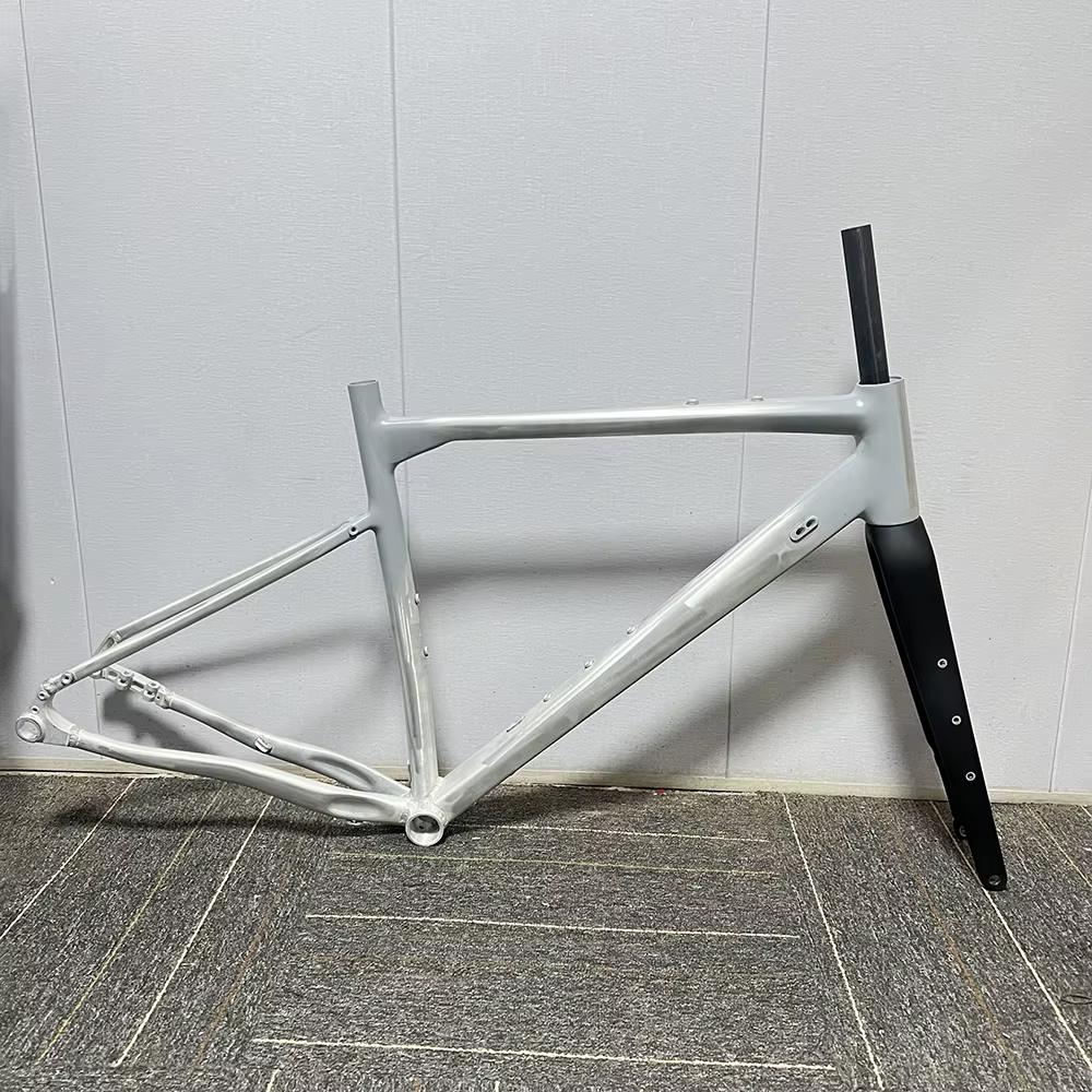 Cadre de vélo de route à axe traversant avec couleur de fourche avant en Fiber de carbone peut être