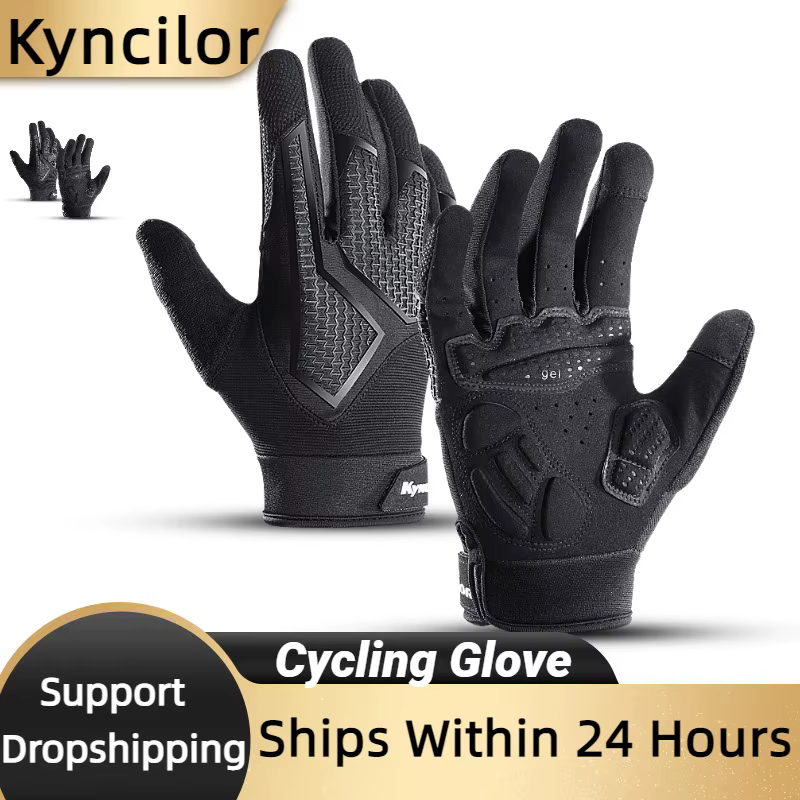 Gants de cyclisme antidérapants à doigts longs, absorbant les chocs, pour hommes, protection solaire