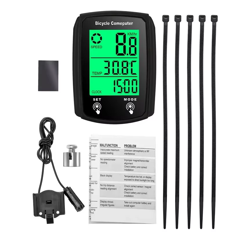 Ordinateur de vélo LCD numérique filaire, compteur de vitesse, odomètre avec rétroéclairage, accesso