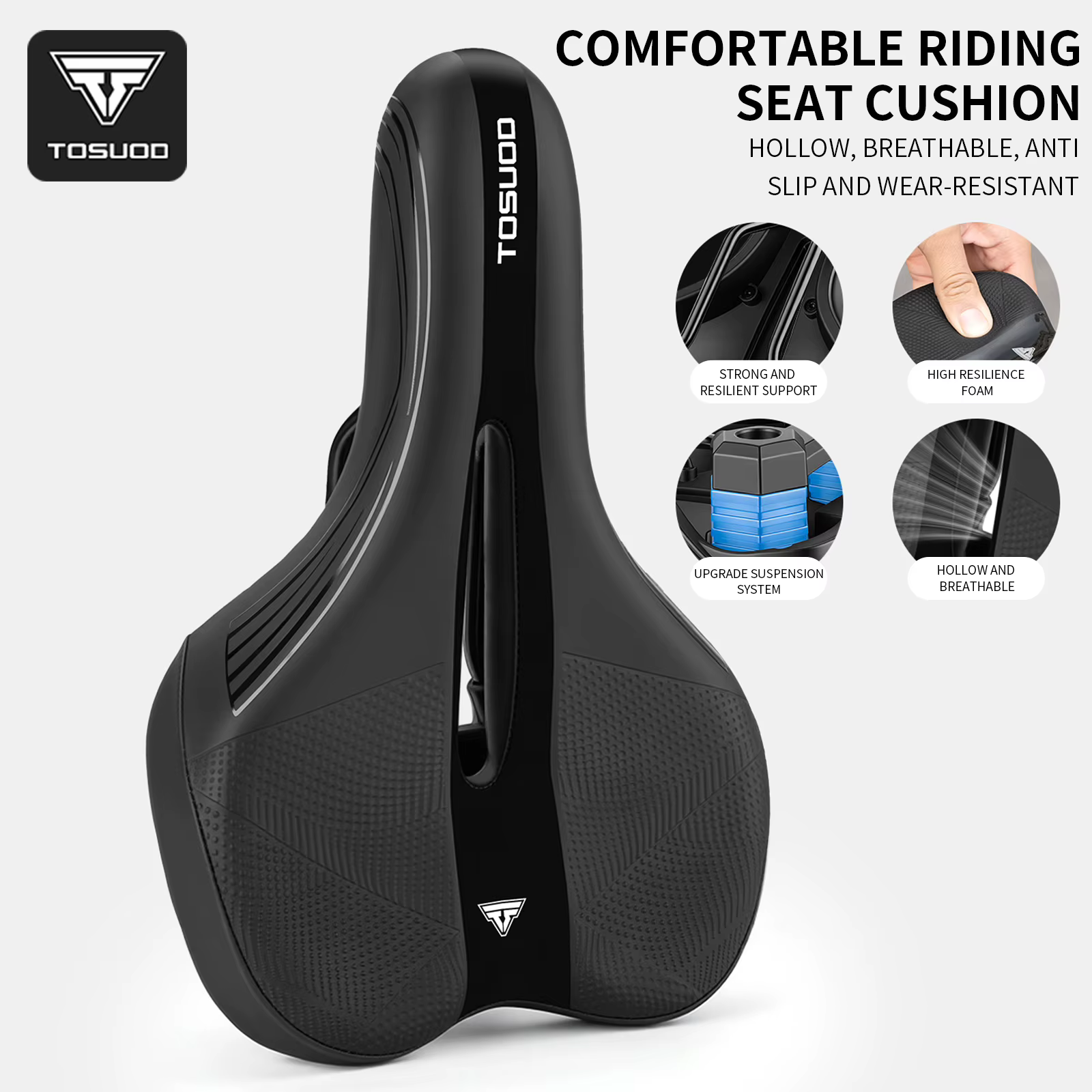 Selle de vélo TOSUOD ultralégère et confortable, antichoc, ergonomique, pièces de vélo