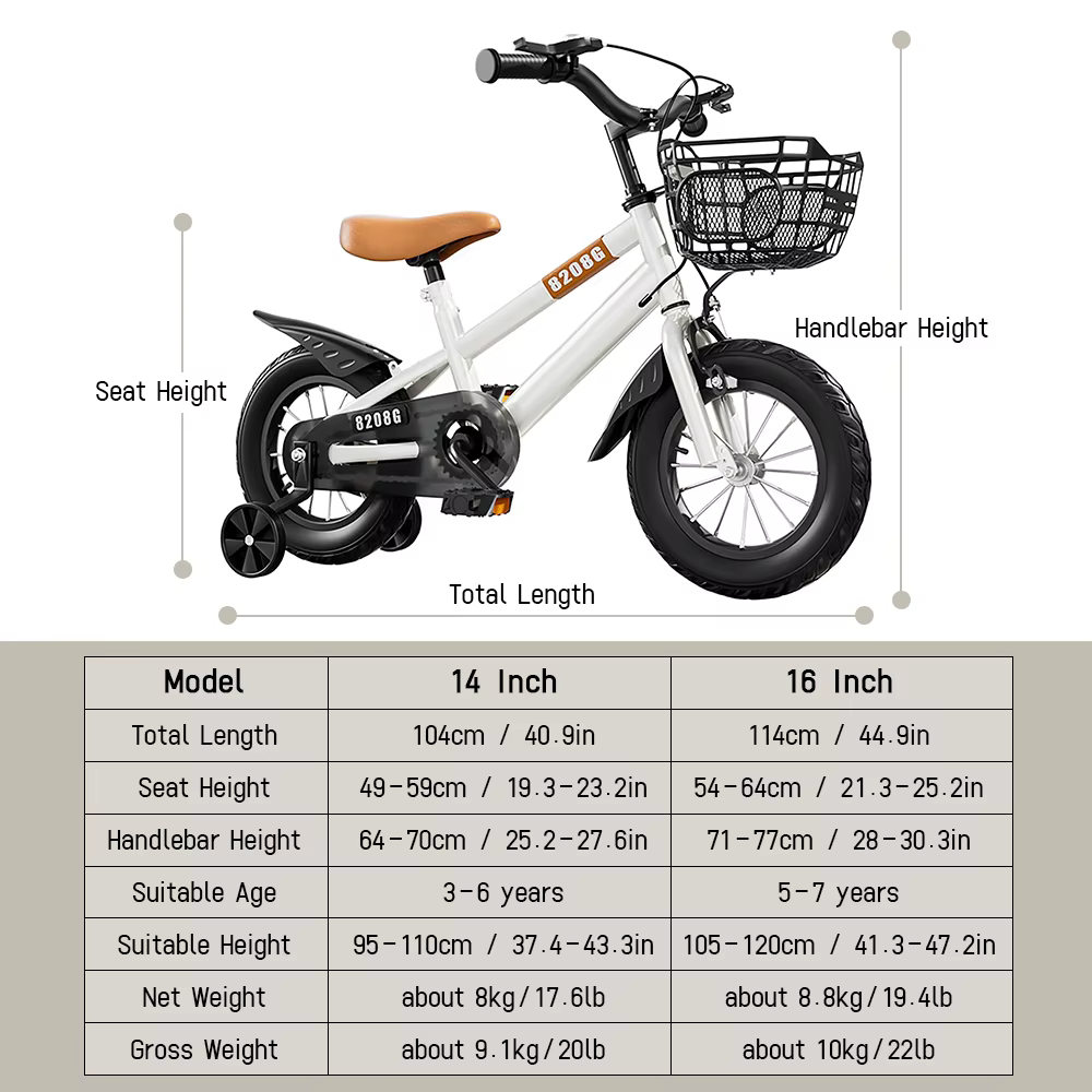 Vélo pour enfants, vélo pour filles de 3 à 7 ans avec roues d'apprentissage et panier, vélos pour en