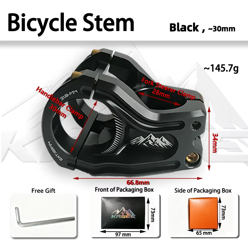 Tige de guidon de vélo de montagne 31.8 Power, tige courte en alliage d'aluminium pour VTT