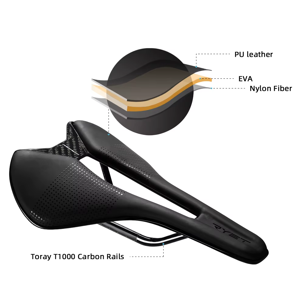 RYET-Selle de vélo super légère entièrement en carbone, siège de vélo de course, siège de vélo de ro