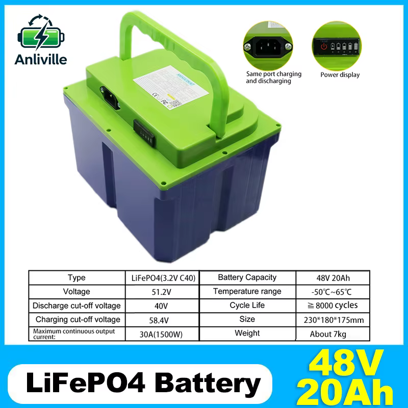 Nouvelle batterie LiFePO4 48V 20Ah, EVE-C40 16S1P, 8000+ cycles, pour moteur 1500W, scooter électriq