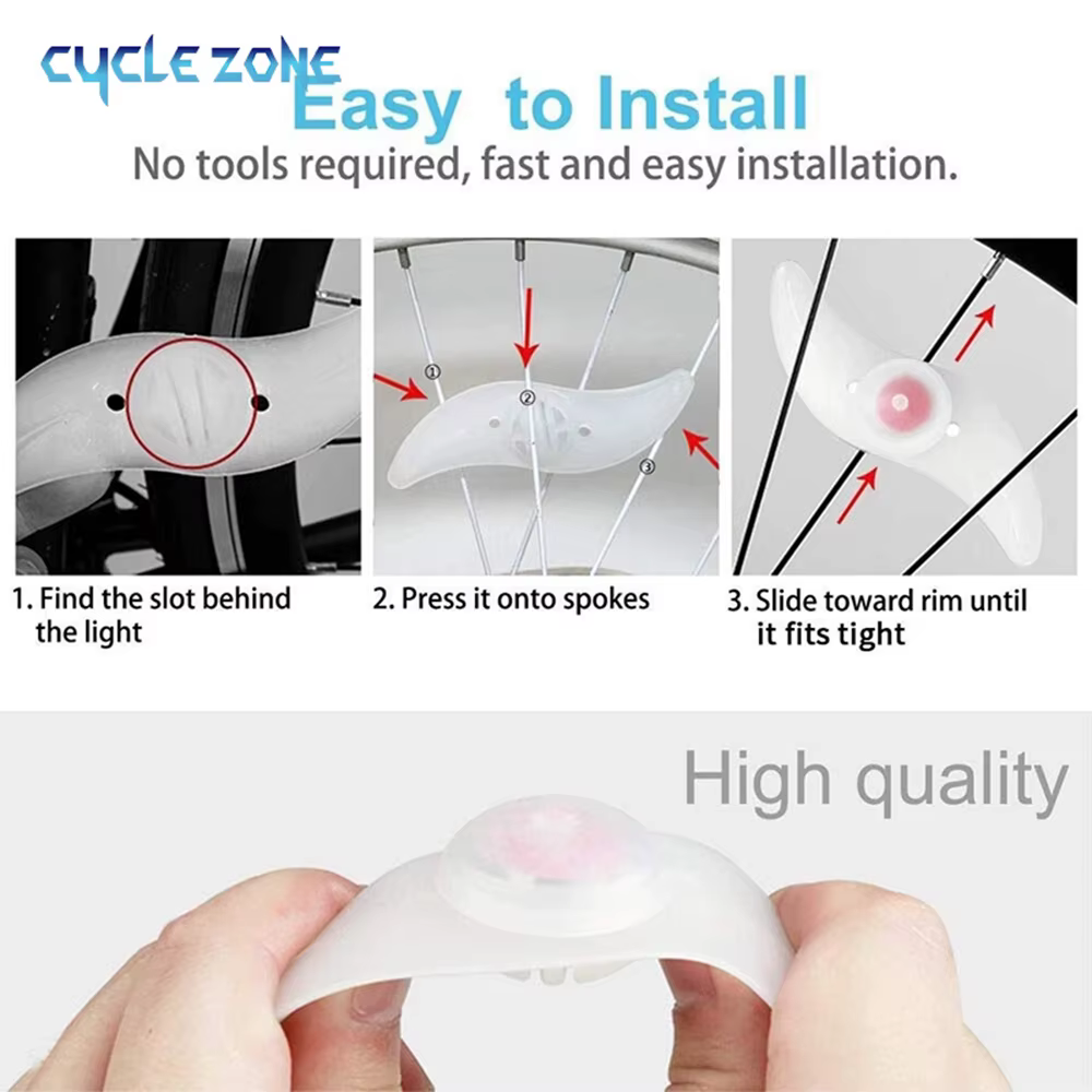 Lumières de pneu de vélo, rayons de roue, 3 modes LED, étanche, avertissement de sécurité, facile à