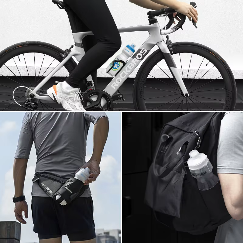 ROCKBROS-Bouteille d'eau en plastique pour vélo de route et VTT, accessoire portable de grande capac