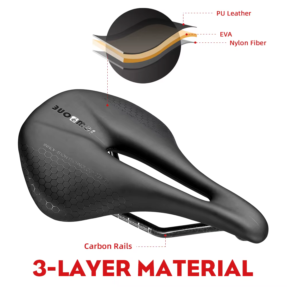 JAWBONE-Selle de vélo en cuir ultralégère, 7x9mm, entièrement en carbone, design creux R64, coussin
