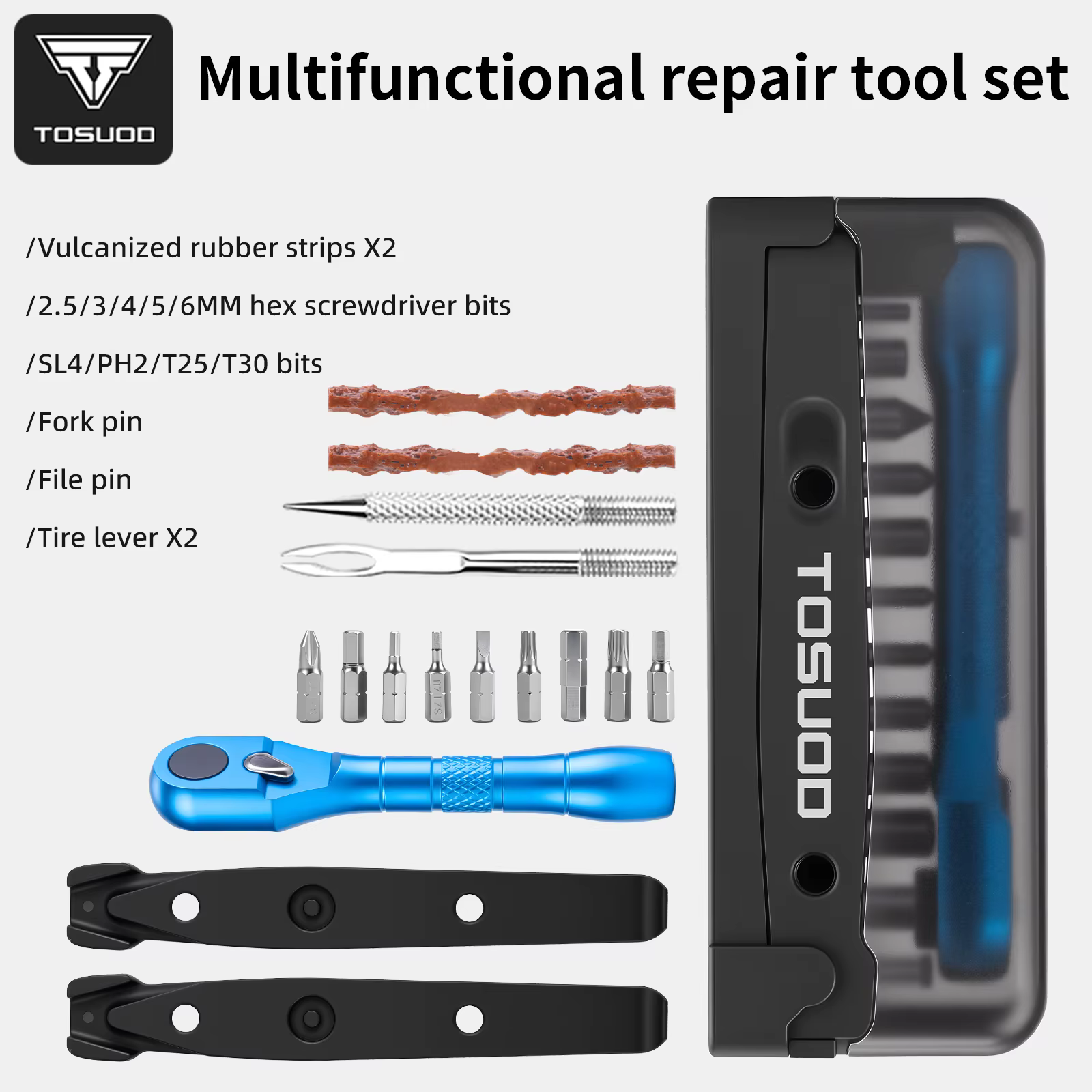 Kits d'outils de réparation de vélo TOSUOD, kit d'entretien 12 en 1, ensemble d'outils de réparation
