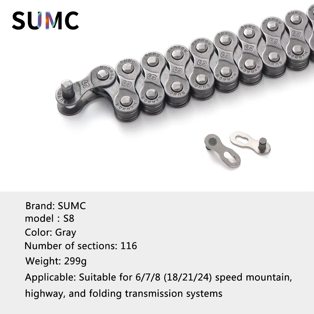 Chaîne de vélo SUMC gris/argenté Compatible avec les vélos 8/9/10/11/12 vitesses chaînes de vélo pli