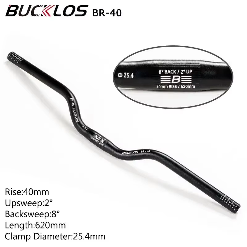 Guidon de vélo BUCKLOS 25,4 mm, guidon de vélo surélevé 20/40/60/100 mm pour VTT, guidon surélevé 62