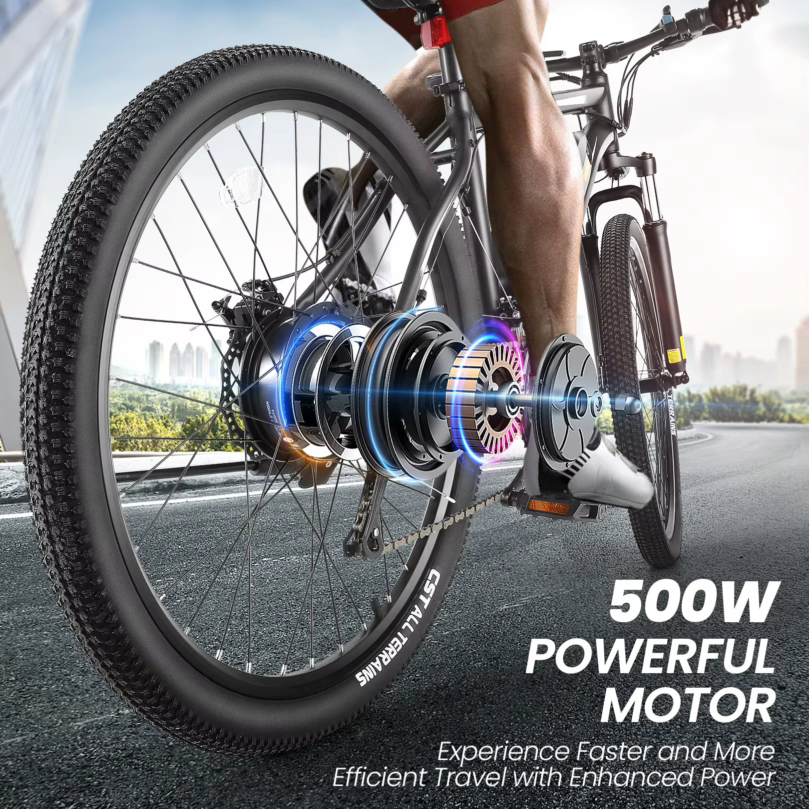 Vélo électrique 27.5 pouces pour adultes, avec moteur Patricia 500W, batterie perfective 49,2 WH, fo