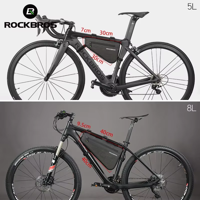 ROCKBROS-sac triangulaire de vélo portable, grande capacité, étanche à la pluie, sacoche de cyclisme