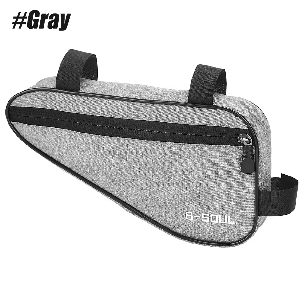 1 sacoche de cadre de vélo réfléchissante, sac triangulaire pour vélo, poches latérales, pochette de