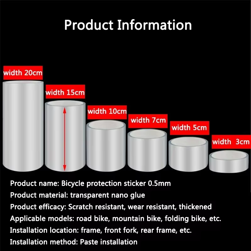 Bande autocollante transparente pour vélo, 3M 5M 10M, protecteur de cadre de vélo, Film Invisible ré