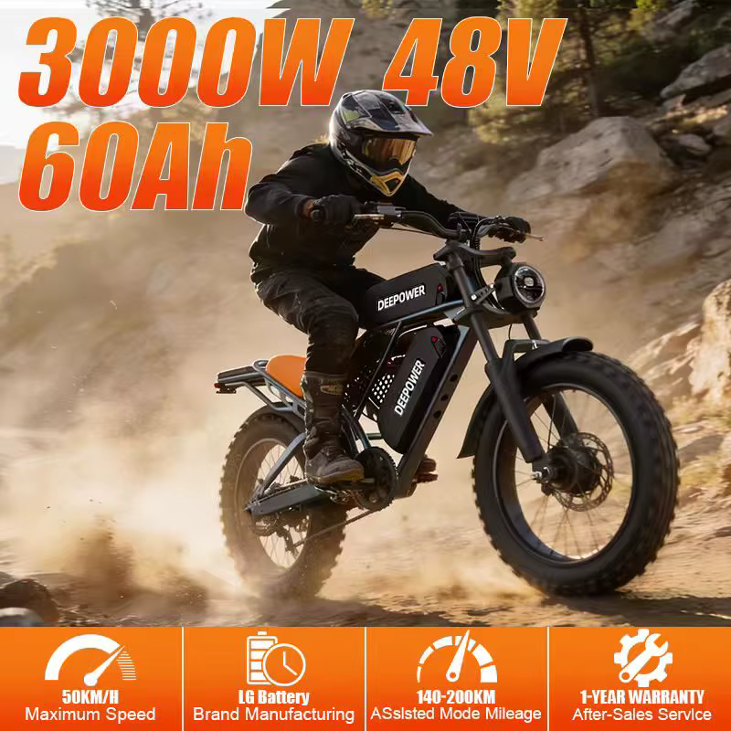 Vélo électrique S8pro3500W à moteur brushless, double transmission avant et arrière, performances de