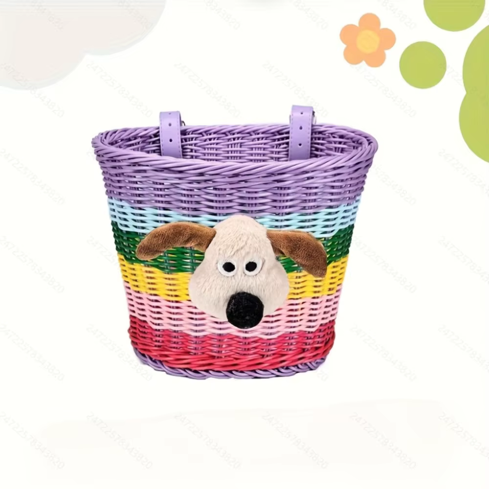 Panier de vélo pour enfants, panier avant tressé pour vélo, panier avant tressé imitation rotin pour