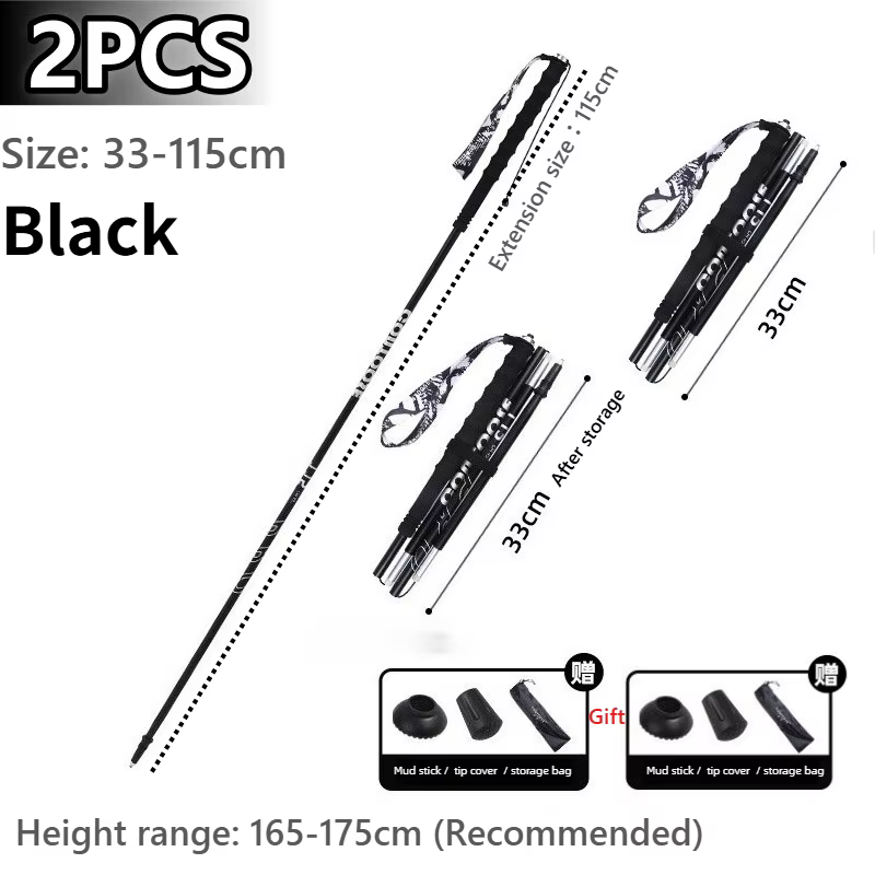 Bâtons de trekking 2 pièces, bâtons de marche pliables professionnels pour l'extérieur, légers, en a