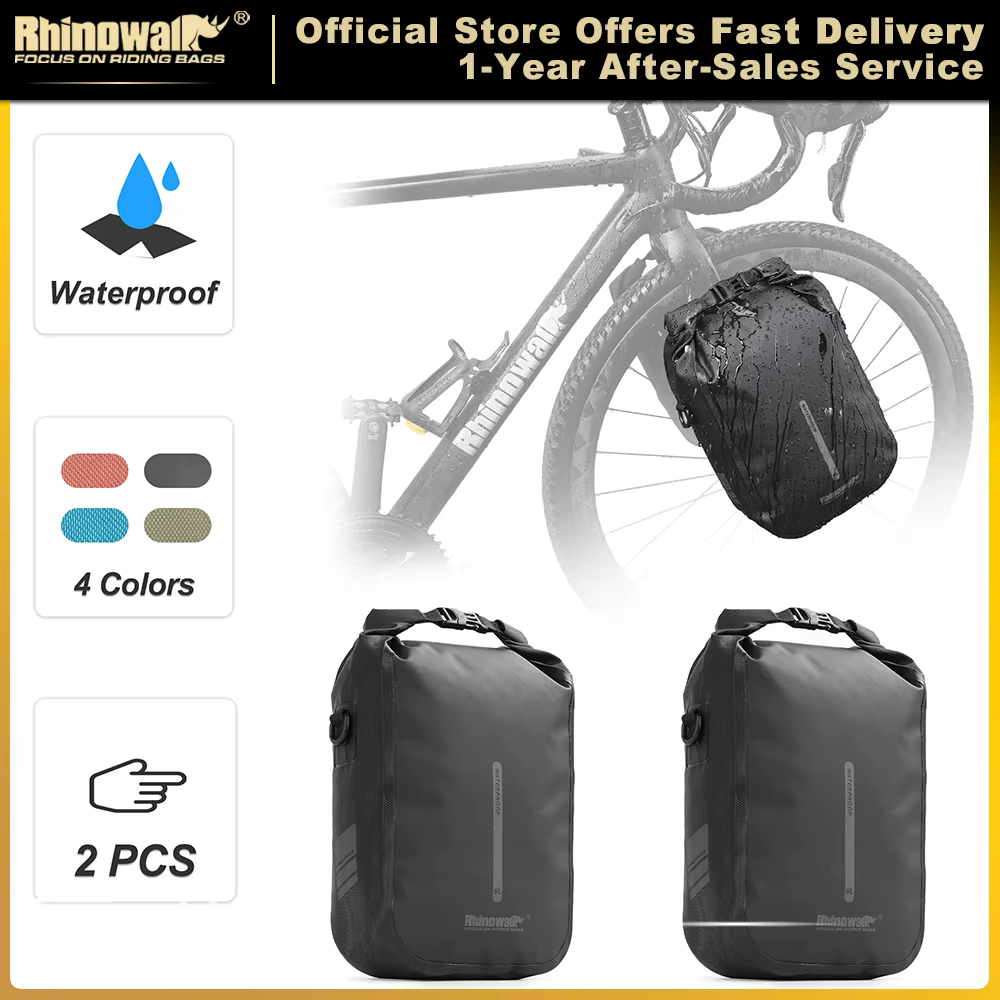 Rhinowalk vélo sac de fourche à dégagement rapide 2 pièces étanche 4L 6L vélo avant Pack montage Sco