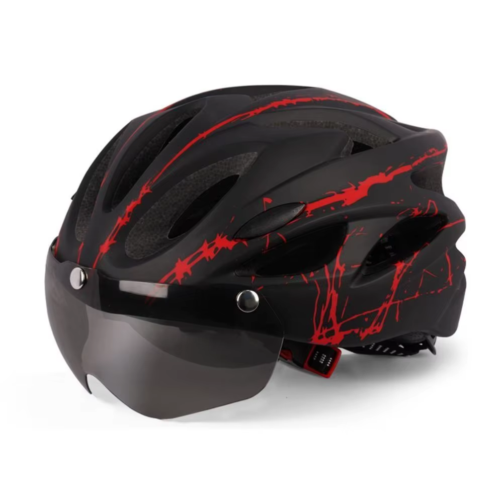 Casque de cyclisme EPS + PC casque de vélo léger et respirant réglable avec lunettes magnétiques dét