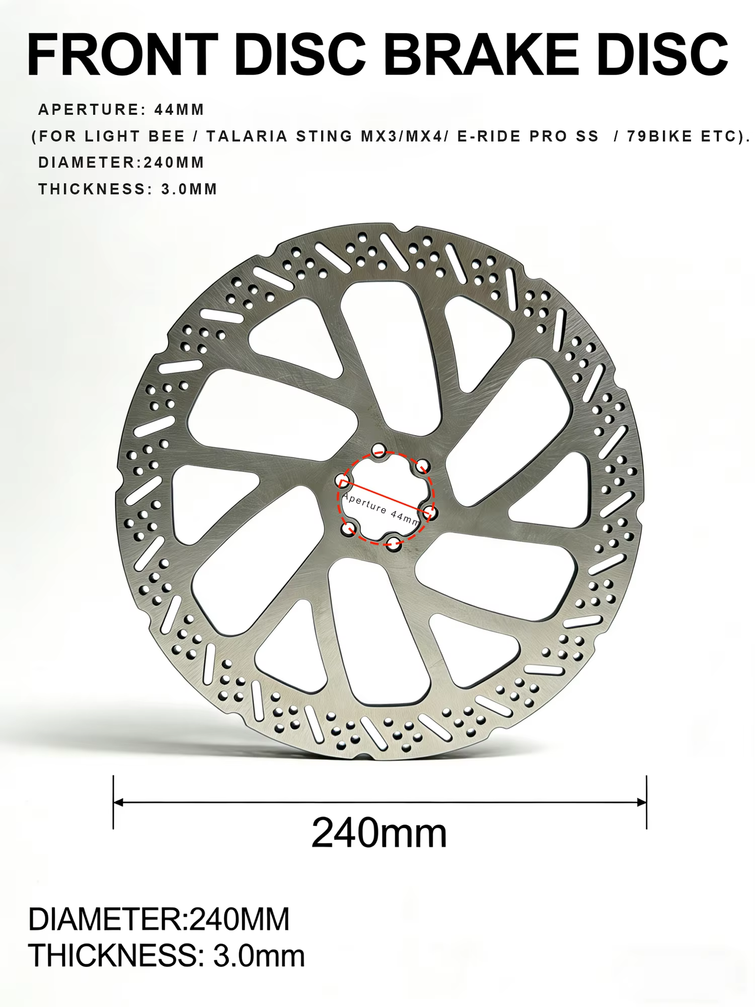 Freins modifiés Talaria Sting / E-ride / 79bike / Light Bee Ultra Bee - Frein à disque pour roue ava