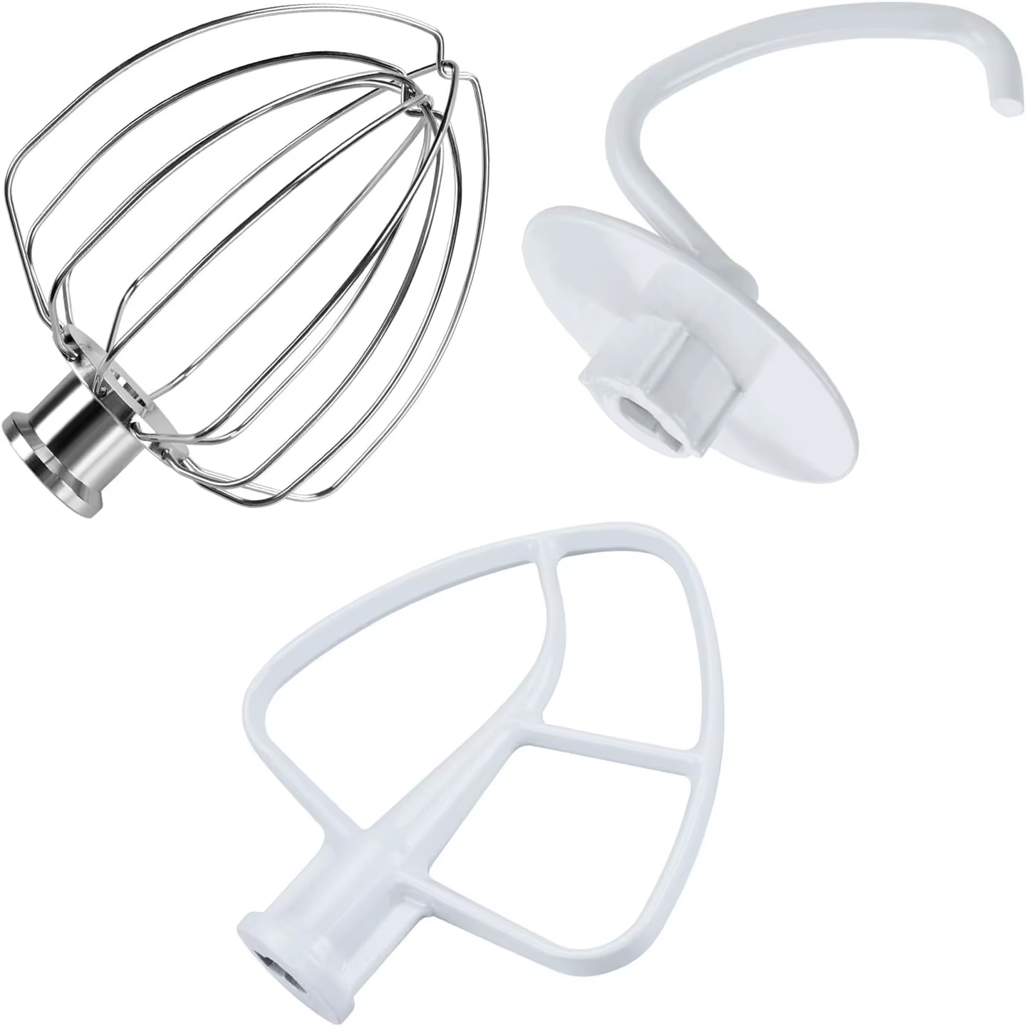 Kit d'accessoires 3 pièces pour batteur KitchenAid 4,5 litres - Fouet en aluminium à 6 fils, batteur