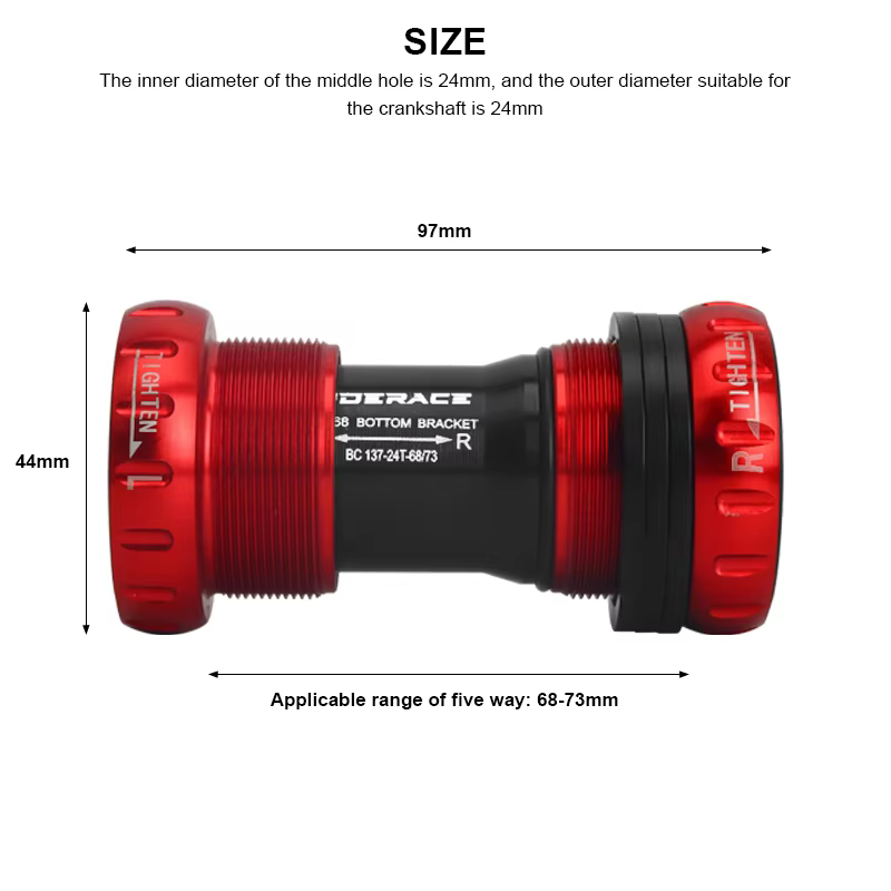 Support de pédalier de vélo, roulement scellé 24 22 MM BB SET BB68/73 vtt, Kit de filetage pour SRAM