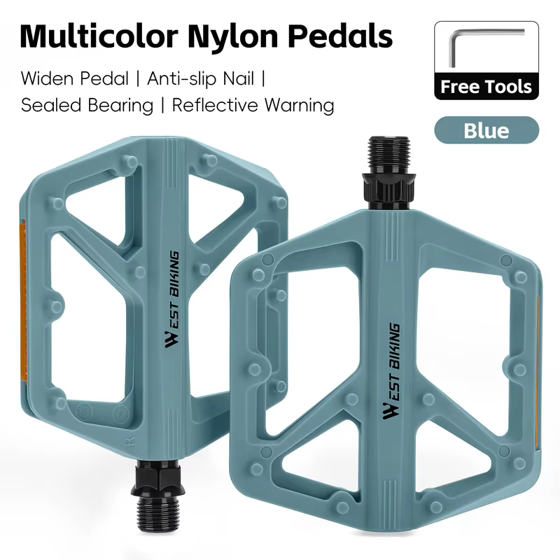 Pédale de vélo ultralégère en Nylon, pédale plate, large plate-forme, pédales de vélo de route, anti
