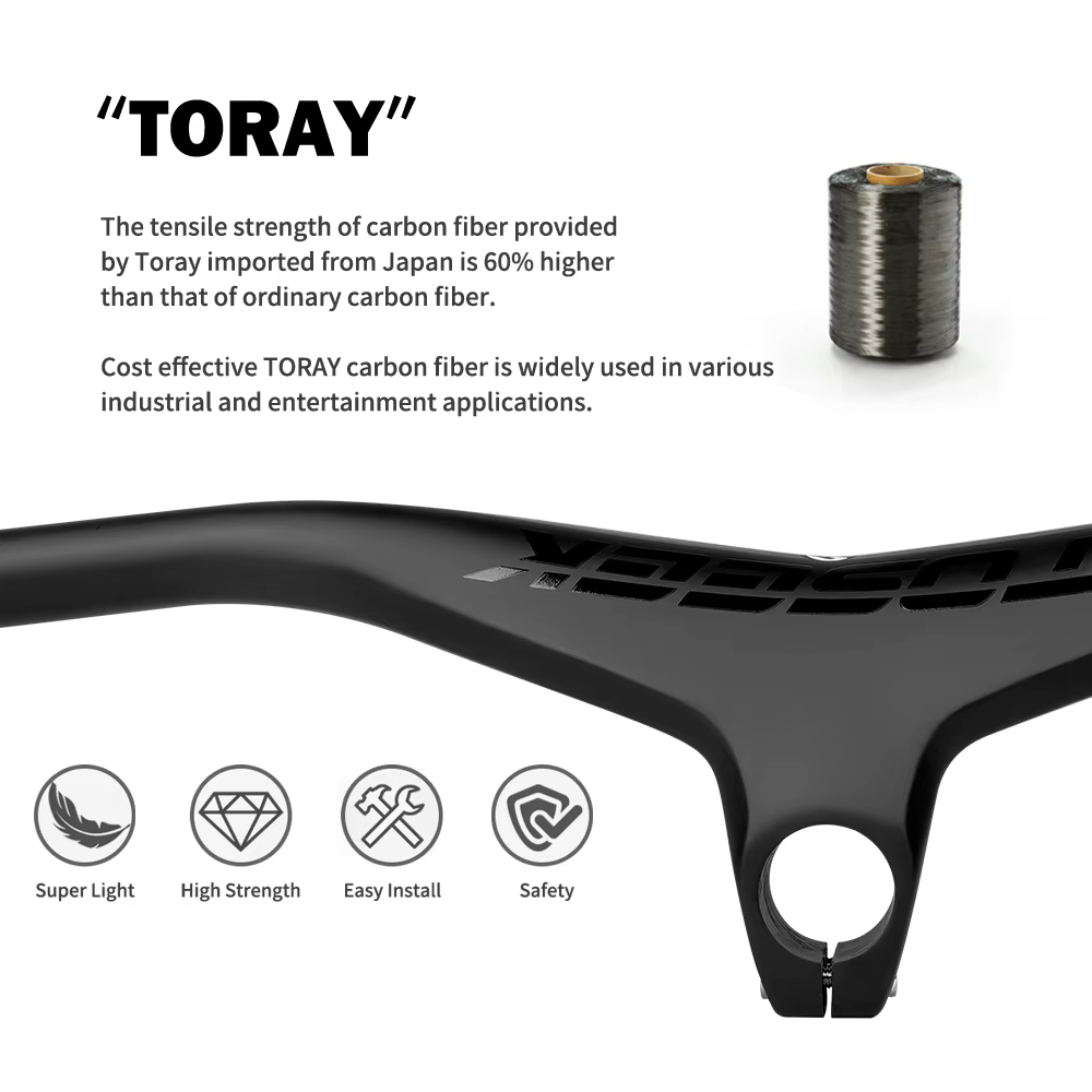 TOSEEK – guidon et tige de vtt intégrés en carbone, 660mm, -17 degrés, pour vtt, 800 ~ 100*70/80/90/