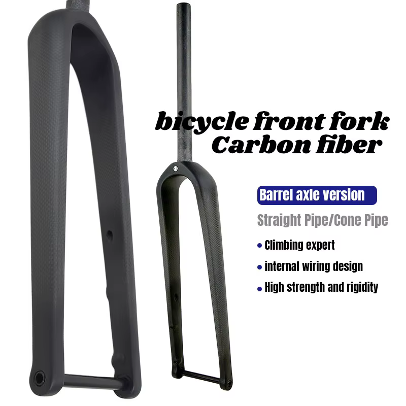 Fourche de vélo de gravier en carbone rigide pour pneus larges 700x55C, axe traversant 12x100mm, fre