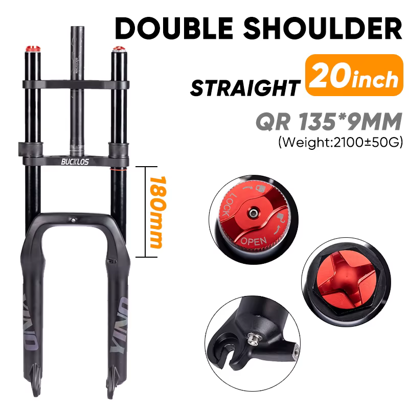 BUCKLOS fourche vtt 20 26 pouces fourche Fatbike Double épaule VTT Suspension gros pneu vélo fourche