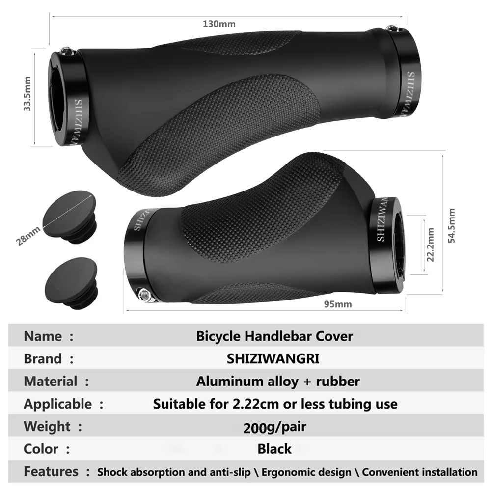 SHIZIWANGRI guidon de vélo poignées ergonomiques en caoutchouc TPR confortable pour vélos à vitesse