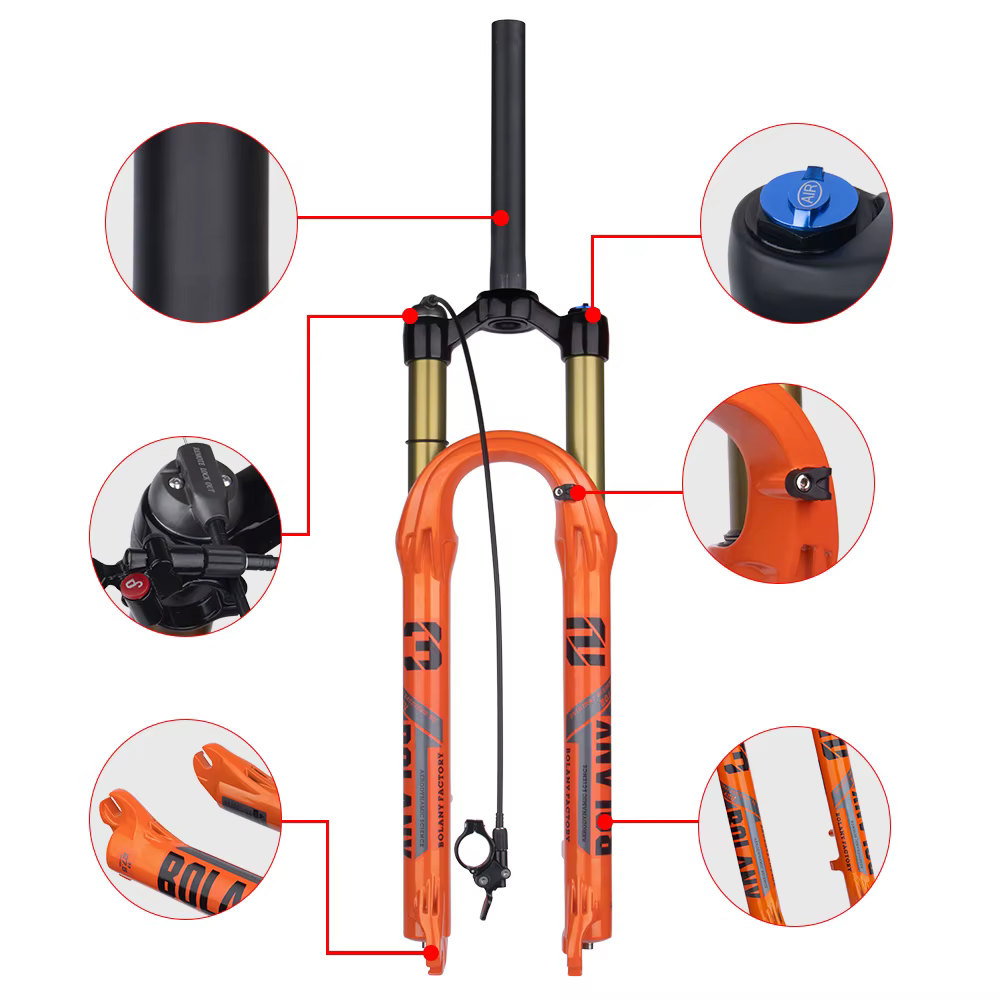 Bolany-Fourche avant de vélo de montagne en alliage de magnésium, suspension d'air de vélo, 32mm, 27