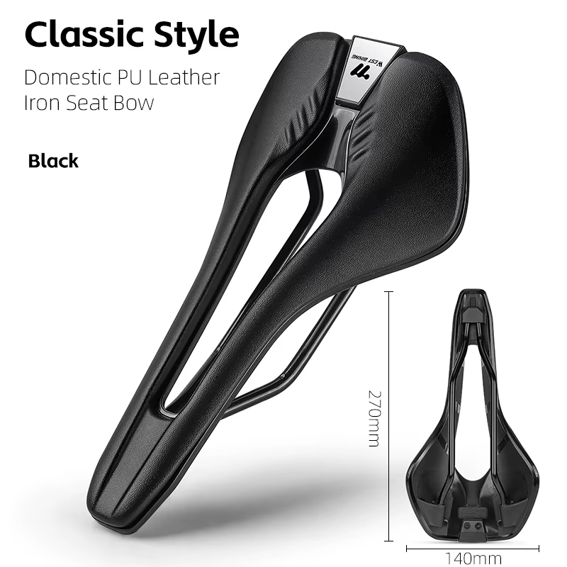 Selle de vélo de route WEST BIKING 140 mm, ergonomique, légère, en cuir PU, creuse et respirante, po