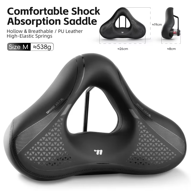 WEST BIKING – selle de vélo à Absorption des chocs, coussin large et épais, pour vtt, vélo de touris