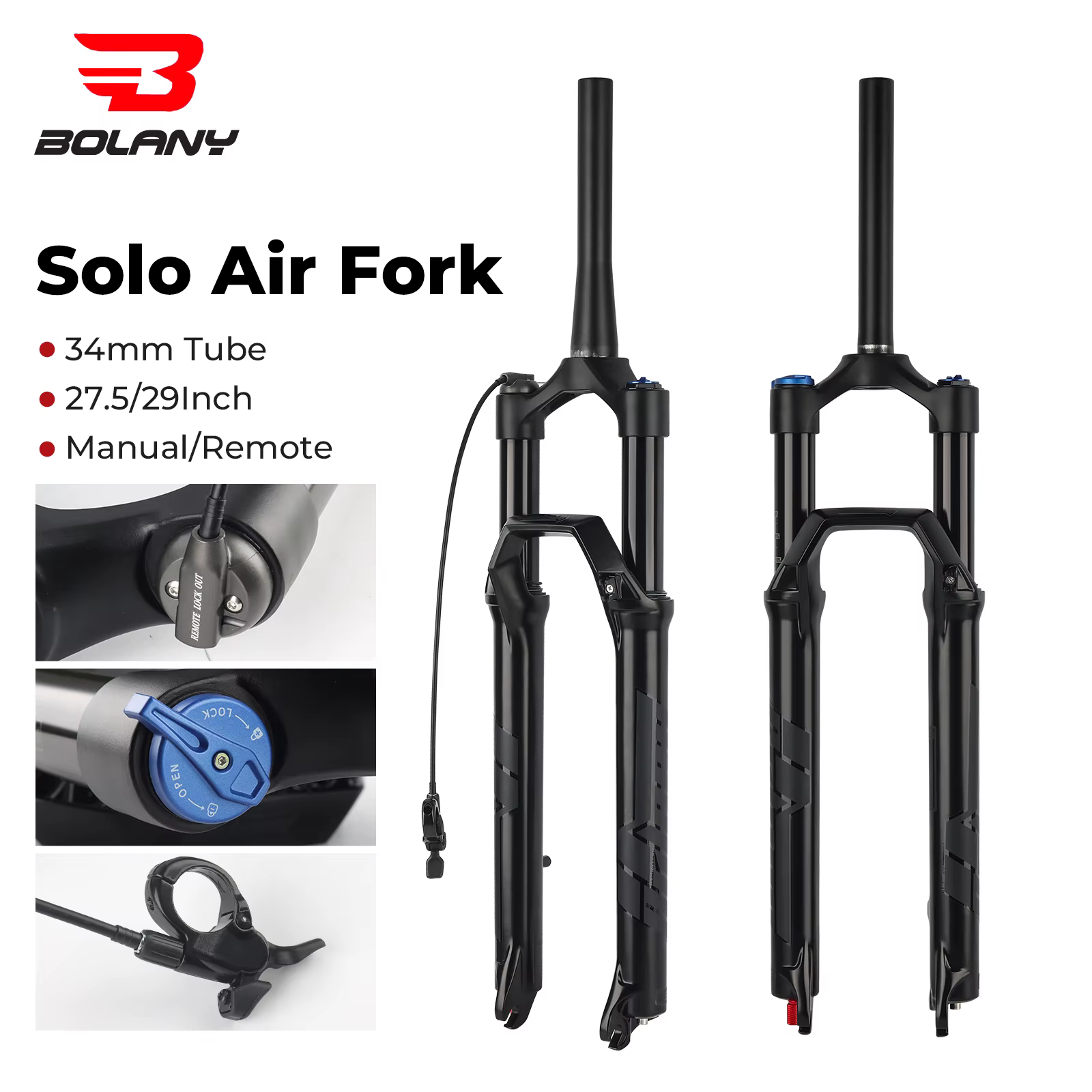 BOLANY 27.5 29er fourche à Air de Suspension de vélo 9x100mm QR vtt fourche de choc avant de vélo re