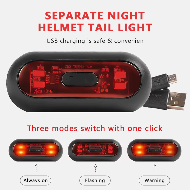 BLALION – feu arrière de casque de moto, étanche, Rechargeable par USB, feu arrière de casque de vél